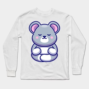 Cute baby mouse meditation cartoon Long Sleeve T-Shirt